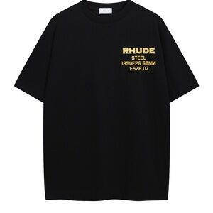 Rhude Black and Gold Steel Tee